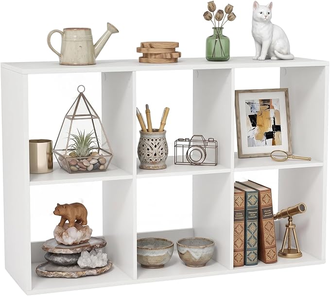 POWERSTONE 6 Cube Storage Organizer, 3 Tier Cubby Bookshelf Freestanding - Image 3