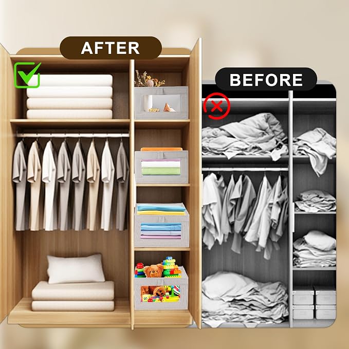 Linen Bins 3 Pack, Foldable Storage Organizer - Image 6