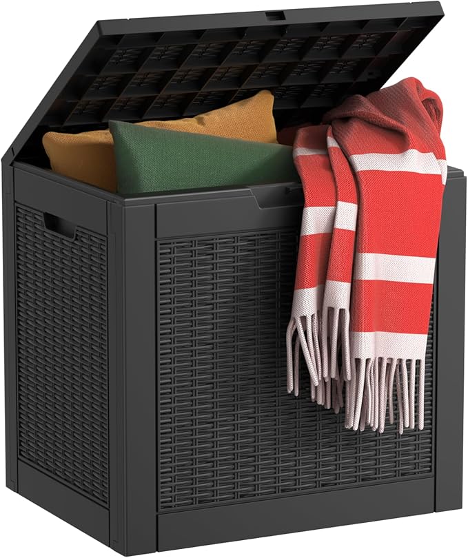 EasyUp 35 Gallon Resin Deck Box Waterproof, UV Resistant Outdoor Storage Box by EASYUP