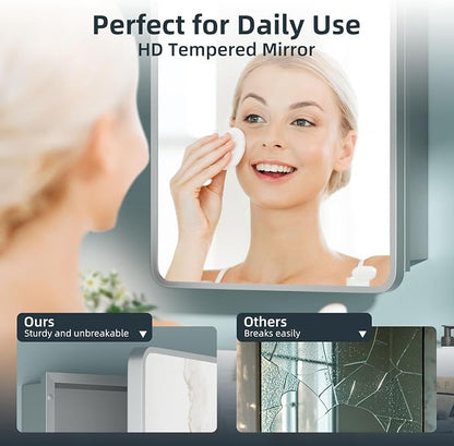 Bathroom Medicine Cabinet with Mirror 16 x 24 Inch, Mirrored Cabinets with 2 - Image 6