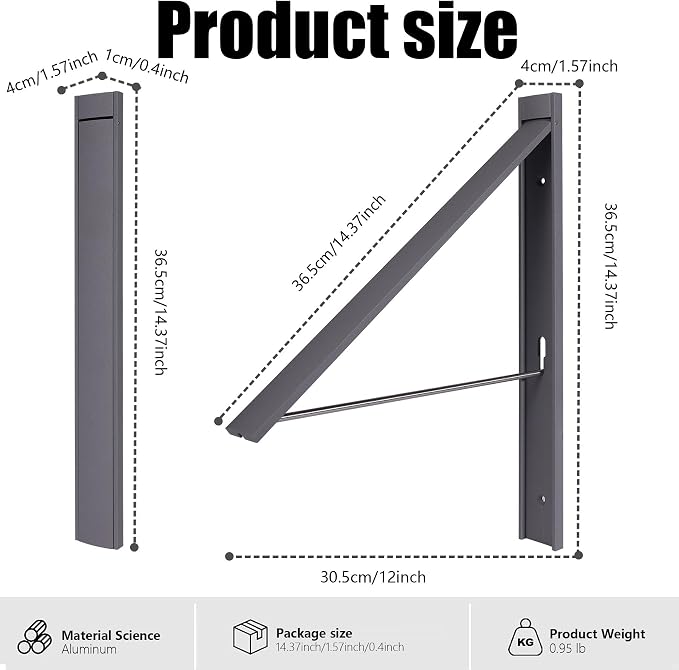Retractable Clothes Drying Rack, Space Saver Wall Mounted Folding Hanger - Image 3