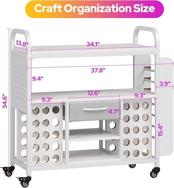 Craft Organization and Storage Cart, Large Rolling Craft Organizer Workstation - Image 6