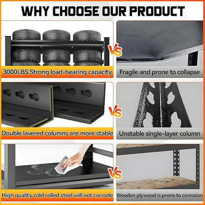 Garage Shelving Heavy Duty Storage Shelves, 2500 LBS Adjustable 5 Tier Shelving - Image 3