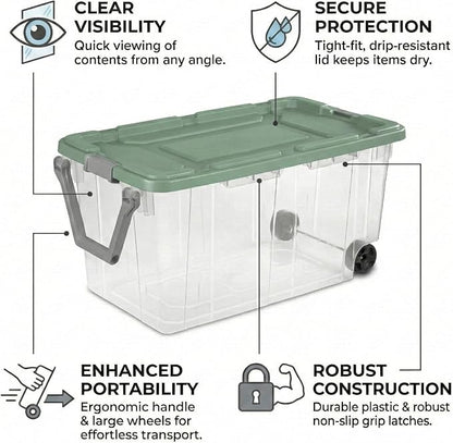 Storage Bins with Wheels 160 Quart, 2 Pack Heavy Duty Clear Plastic Totes with - Image 6