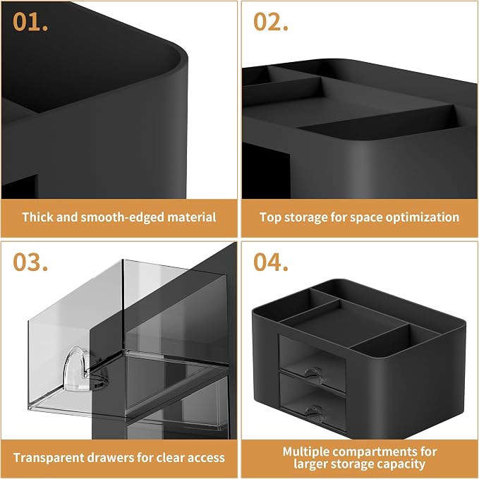 Marbrasse Pen Organizer with 2 Drawer, Desk Organizers and Accessories with 5 - Image 6
