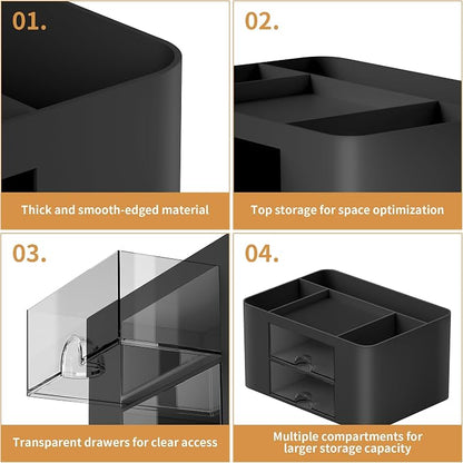 Marbrasse Pen Organizer with 2 Drawer, Desk Organizers and Accessories with 5 - Image 6