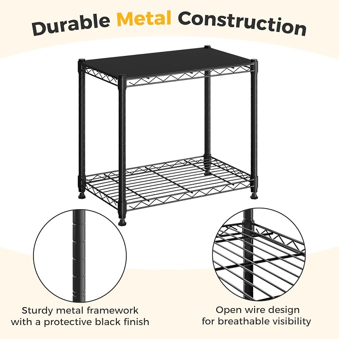 NEWBULIG 2-Tier Wire Storage Shelves, 200 lbs Heavy Duty Steel Rack, tool-free - Image 4