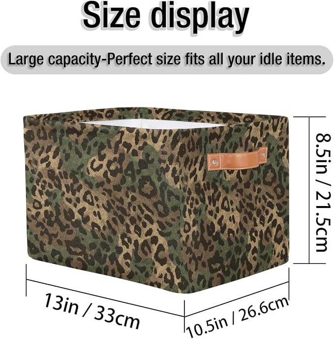 Pardick Leopard Cheetah Vintage Basket Storage Bins Large Fabric Toys Storage - Image 4