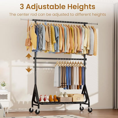 Double Rods Clothing Rack, Heavy Duty Clothes Rack - Image 2