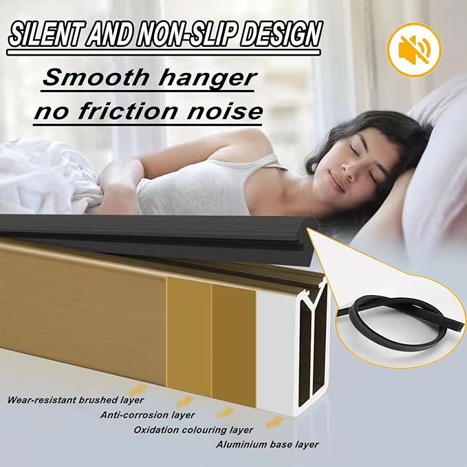 Square Closet Rods-Cuttable, Removable-Heavy Duty Black Wardrobe Rods and - Image 5