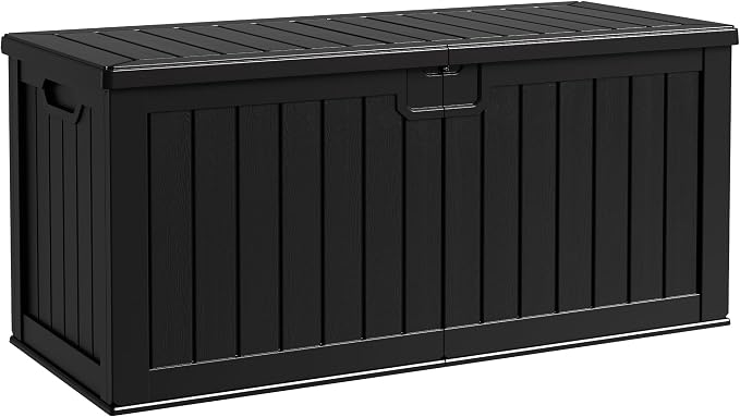 Flamaker 250 Gallon Resin Deck Box, XXL Waterproof Storage Box by Flamaker
