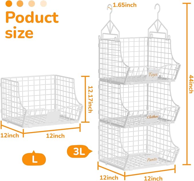 Hanging Closet Organizers and Storage, 3 Tier Closet Shelf Clothes Organizer - Image 2