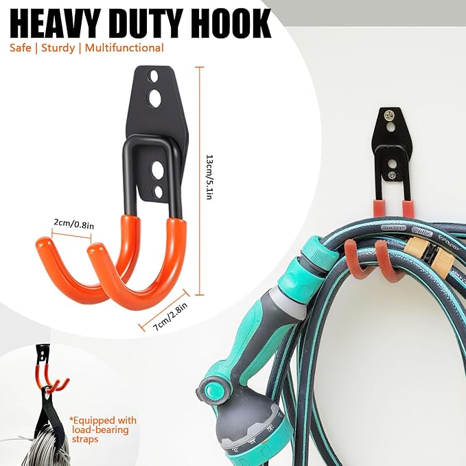 Heavy Duty Garage Storage Hooks, 2 Pack Utility Steel Garage Tool Organizer - Image 2