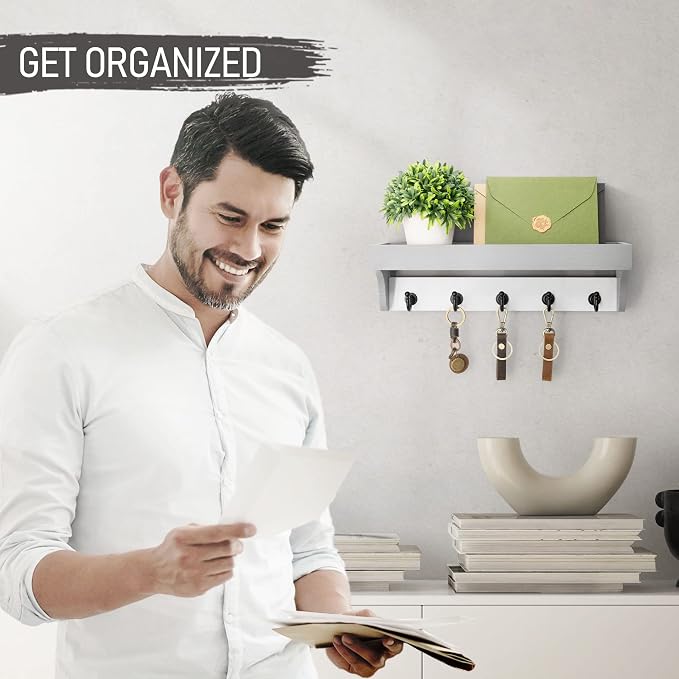 Rebee Vision Key Holder with Mail Organizer Wall Mount - Image 4