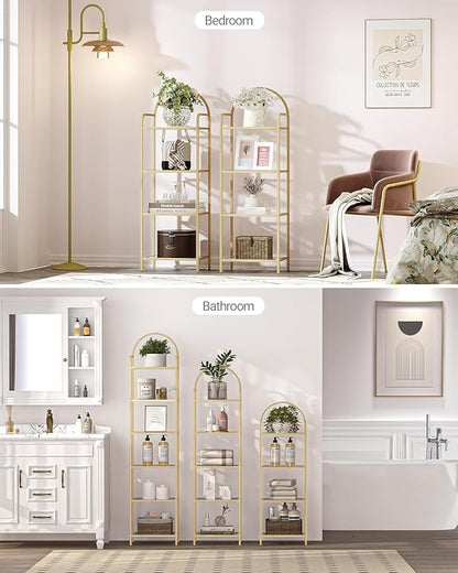 Hzuaneri Bookcase Bookshelf, Tempered Glass Bookshelves | Slim Shelving Unit - Image 6