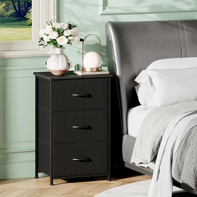 Somdot Small Dresser for Bedroom, 3 Drawer Storage Cabinet, Steel Frame and Mdf - Image 2