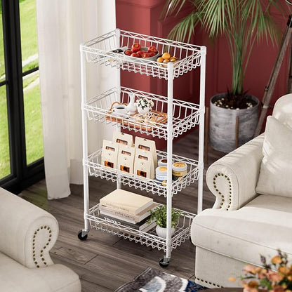 SINGAYE 4 Tier Basket Shelf Wire Shelving Unit Adjustable Storage Shelves Big - Image 9