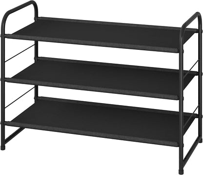 Simple Trending 3 Tier Stackable Shoe Rack, Expandable Adjustable Fabric Shoe by SimpleTrending