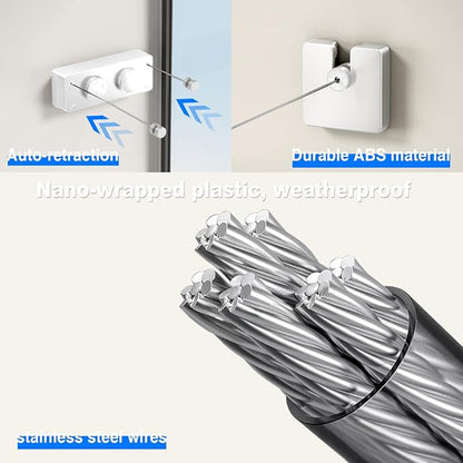 Retractable Clothesline Indoor, Non-Sagging Twin Clothes Line Retracting - Image 3