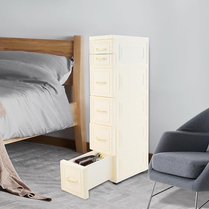 Slim Rolling Storage Cabinet, Vertical Space Saver, Impact-Resistant, Stackable - Image 9