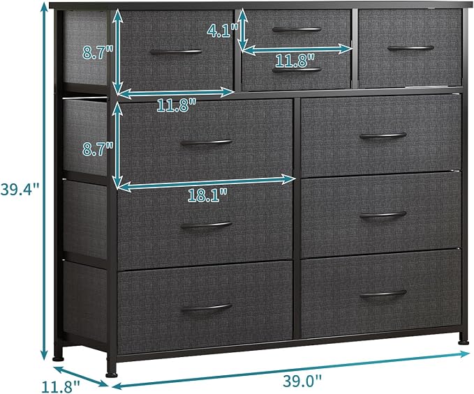 LUMTOK 10 Drawers Dresser with Fabric Bins - Image 3