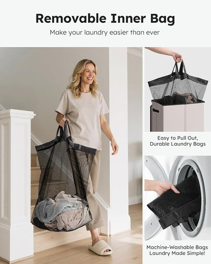 SOLEDI Laundry Hamper with Lid 130L Large & Tall Collapsible Laundry Basket - Image 4