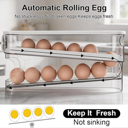 Egg Dispenser For Refrigerator Automatic Rolling, Space-Saving Egg roller - Image 2