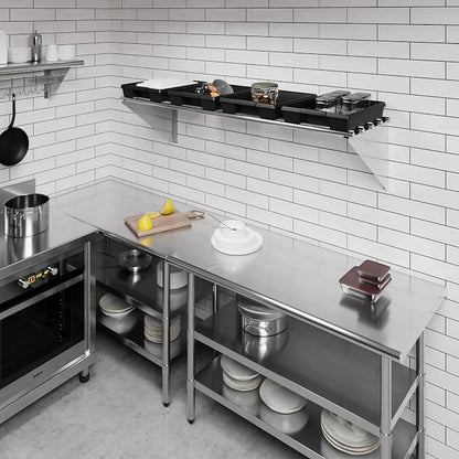 AmGood 18 in. x 60 in. NSF Stainless Steel Tubular Wall Shelf | Heavy-Duty - Image 6