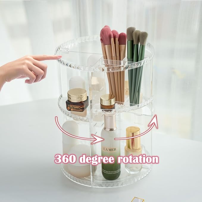 Rotating Makeup Organizer, DIY 8 Adjustable Layers Spinning Skincare Organizer - Image 4