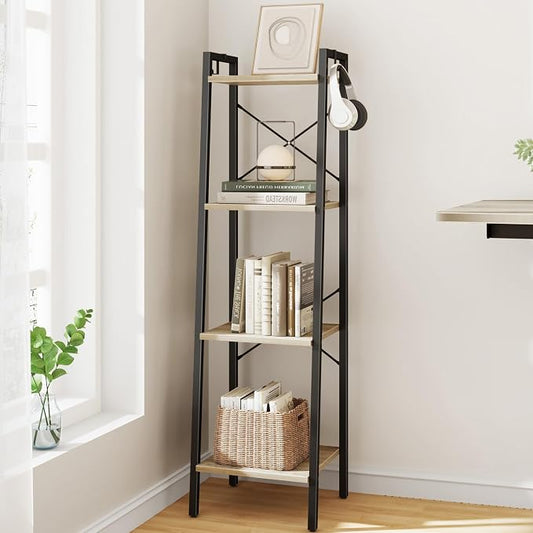 Hzuaneri Ladder Shelf, Freestanding Corner Storage Shelf | Bookcase by Hzuaneri