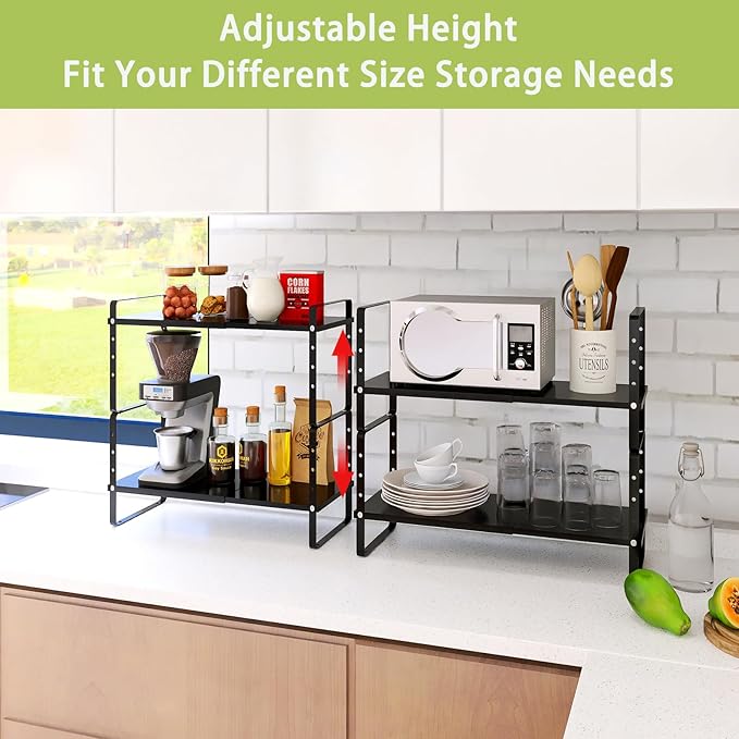 Across-Star Expandable Cabinet Shelf Organizer Rack, Stackable Kitchen - Image 2