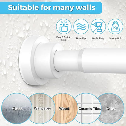 Tension Curtain Rod 30 To 63 Inch White Tension Rods Adjustable Spring Loaded - Image 3