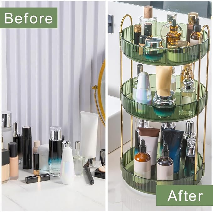 360° Rotating Makeup Organizer, Bathroom Make Up Spinning Holder Rack, Large - Image 4
