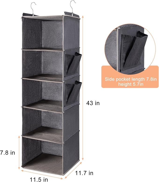 BOOMIBOO Hanging Closet Organize and Shelves，5-Hanging Shelf - Image 3