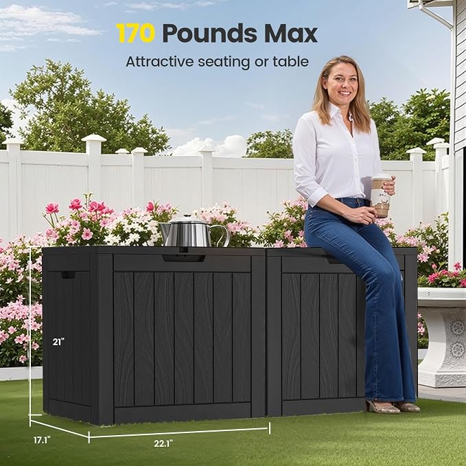 Zapdos 31 Gallon Outdoor Deck Box, Lockable Waterproof Outdoor Storage Boxes - Image 7