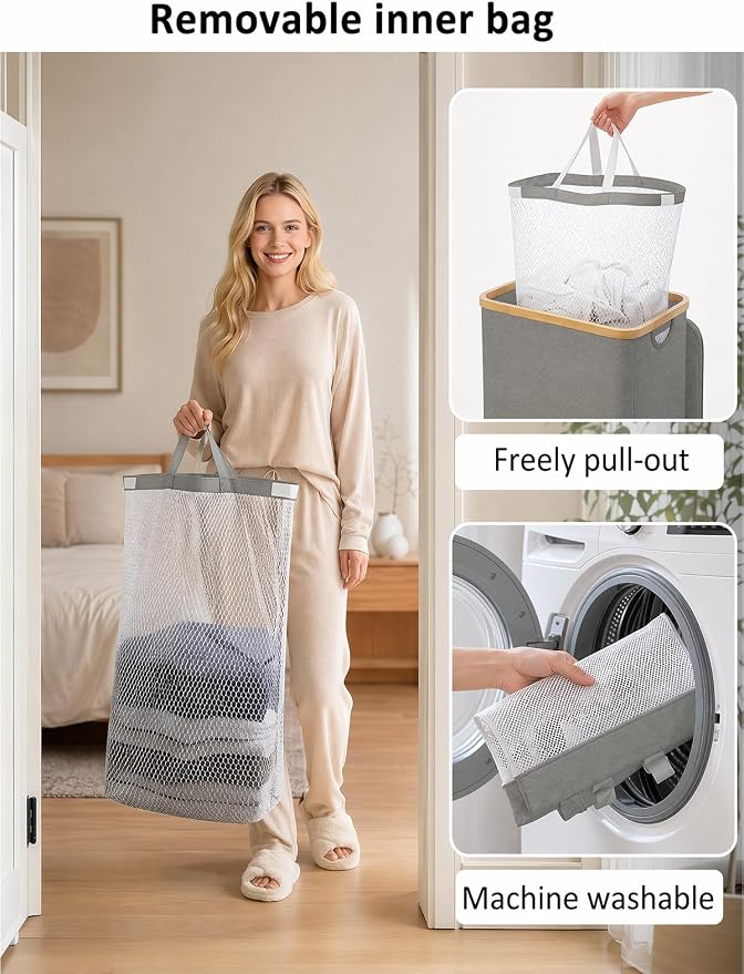 iEGrow Laundry Hamper with Lid, 110L Large Laundry Hamper with Handle and Lid - Image 5