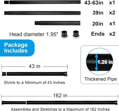 Large Long Tension Curtain Rod 43-162 in | 1.26" Diameter, Spring Adjustable - Image 6
