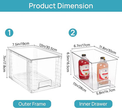 Vtopmart 2Pack Large Stackable Kitchen Pantry Storage Drawers, Acrylic Drawer - Image 2