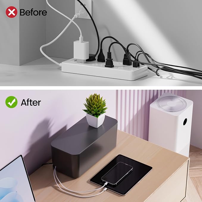 Delamu 2 Pack Cable Management Box, Stylish Black Cable Management, Pet & - Image 3