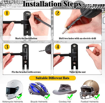 Shimeyao Motorcycle Helmet Holder Wall Mount 180° Rotation Helmet Hanger – - Image 4
