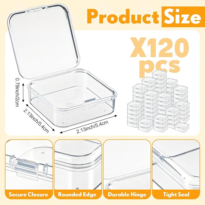Jetec 120 Pieces Mini Plastic Clear Beads Storage Containers Box - Image 2