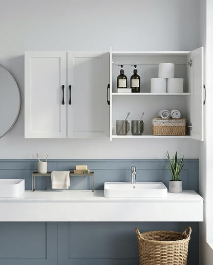 Wall Cabinet with Adjustable Shelves, Laundry Room Cabinet with 4 Doors - Image 4