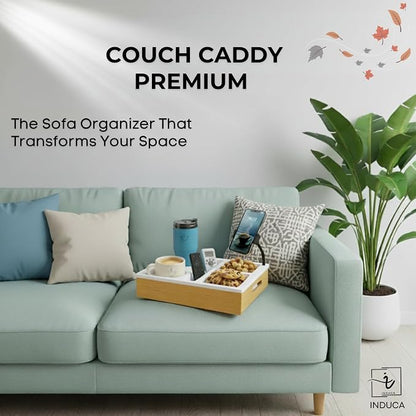 Couch Caddy with Cup Holder | Bamboo Couch Cup Holder Tray - Image 6