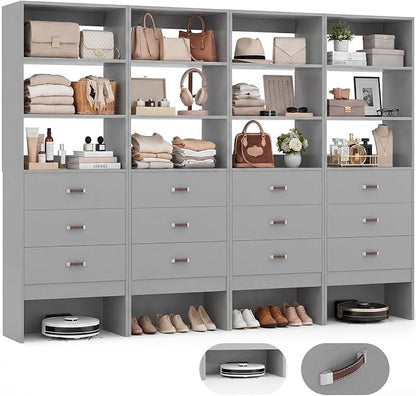 8FT Closet System with Leather Handles, Wood Wardrobe Closet Organizer and by Armocity