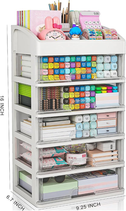 Desk Organizer with Drawers, 5 Drawers Storage Organizer, Desktop Storage - Image 3