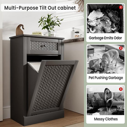 Double Tilt Out Laundry Hamper Cabinet, 10 Gallon Laundry Cabinet - Image 6