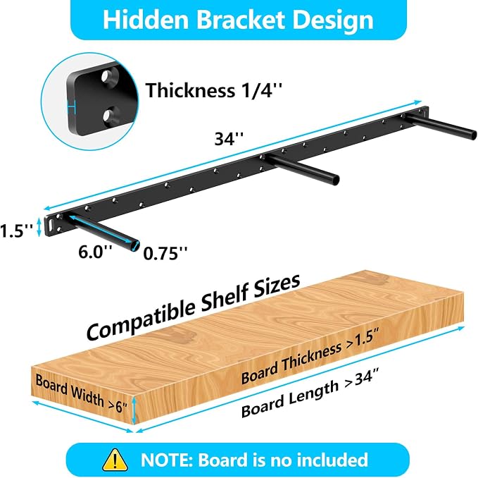 2pcs Floating Shelf Bracket, Solid Steel Support Rods - Image 2