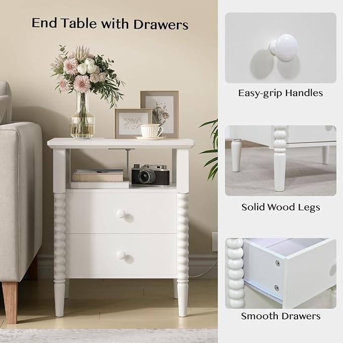 White Nightstand, Vintage Night Stand - Image 3