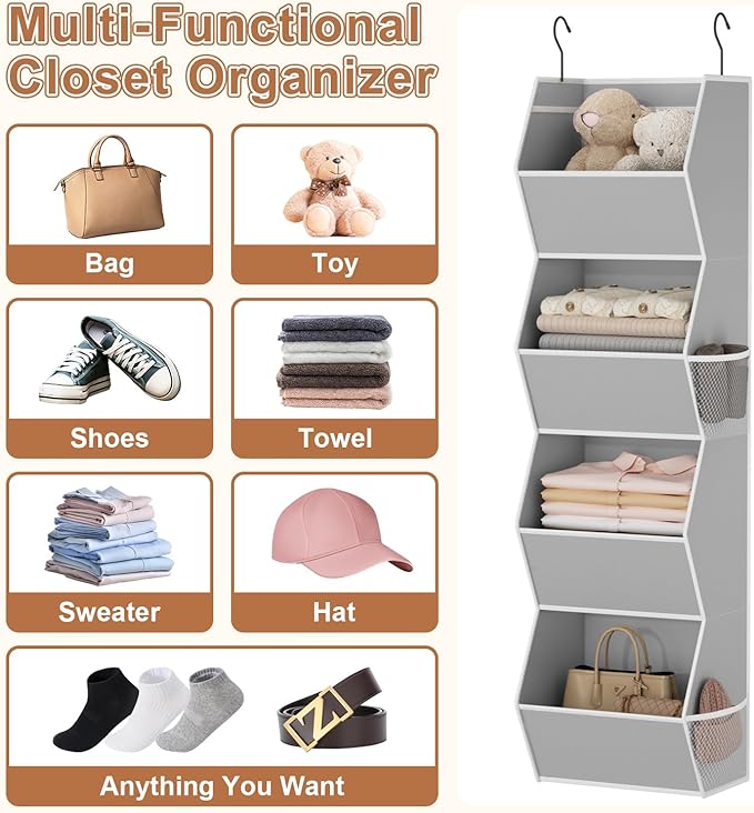 Hanging Closet Organizer 4 Shelf Collapsible Bedroom Closet Organizers and - Image 6