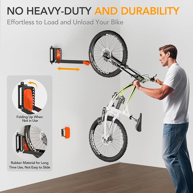 3-Pack Swivel Bike Rack Wall Mount, Bike Hangers - Image 3